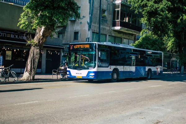 Tel Aviv Israël Décembre 2020 Vue Autobus Public Israélien Circulant — Photo