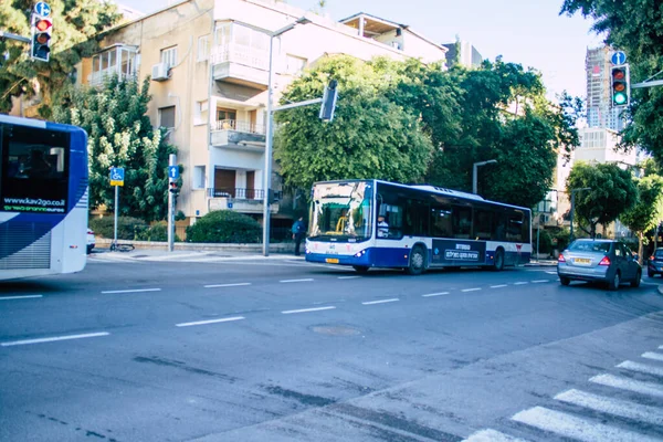 Tel Aviv Israel Diciembre 2020 Vista Autobús Público Israelí Conduciendo —  Fotos de Stock