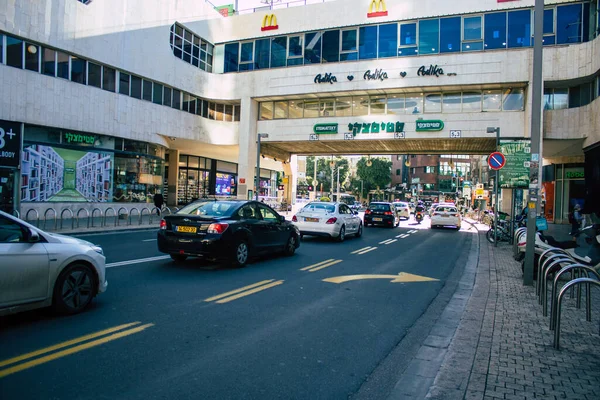 Tel Aviv Israel Dezembro 2020 Vista Tráfego Urbano Nas Ruas — Fotografia de Stock