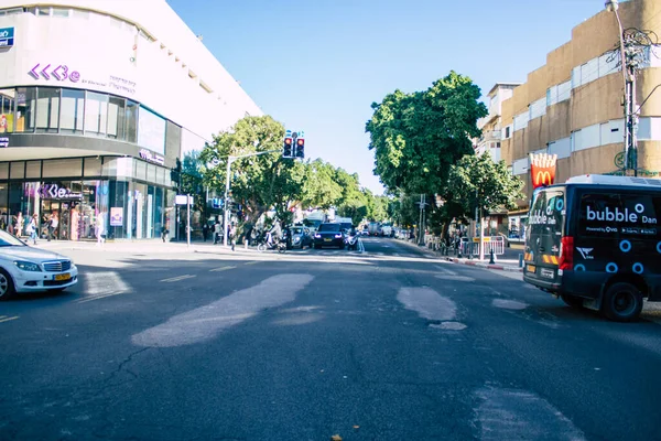 Tel Aviv Israel Dezembro 2020 Vista Tráfego Urbano Nas Ruas — Fotografia de Stock