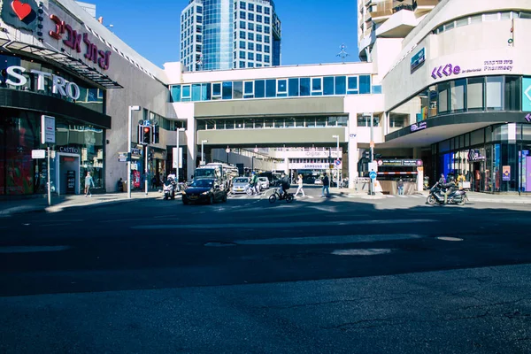 Tel Aviv Israel Dezembro 2020 Vista Tráfego Urbano Nas Ruas — Fotografia de Stock