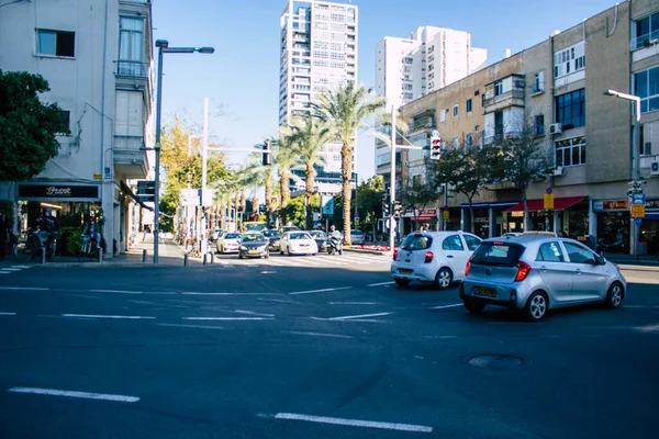 Tel Aviv Israel Diciembre 2020 Vista Del Tráfico Urbano Las — Foto de Stock