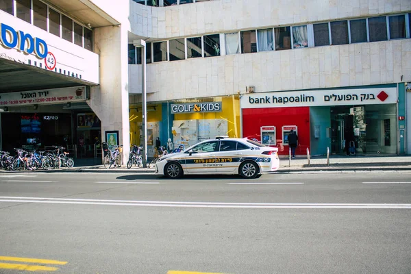 Tel Aviv Israel Diciembre 2020 Vista Coche Policía Israelí Tradicional —  Fotos de Stock