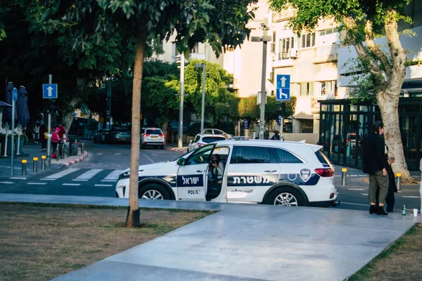 Tel Aviv Israel Diciembre 2020 Vista Coche Policía Tradicional Israelí — Foto de Stock