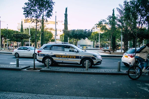 Tel Aviv Israel Diciembre 2020 Vista Coche Policía Tradicional Israelí — Foto de Stock