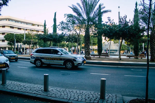 Tel Aviv Israel Diciembre 2020 Vista Coche Policía Tradicional Israelí — Foto de Stock