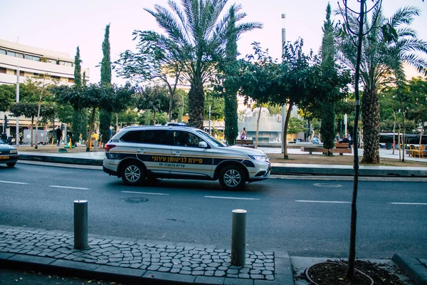 Tel Aviv Israel Diciembre 2020 Vista Coche Policía Tradicional Israelí —  Fotos de Stock