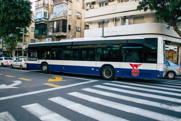 Tel Aviv Israel Dezembro 2020 Vista Ônibus Público Israelense Dirigindo — Fotografia de Stock