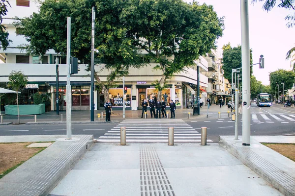 Tel Aviv Israel Prosince 2020 Pohled Tradičního Izraelského Policistu Ulicích — Stock fotografie