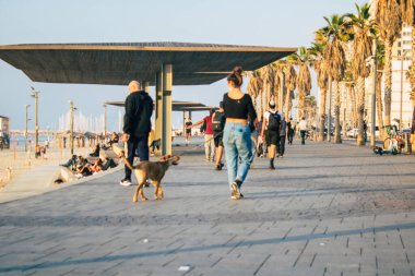 Tel Aviv İsrail 5 Ocak 2021 İsrail Kilisesi tecrit ve Coronavirüs salgını sırasında Tel Aviv sokaklarında yürüyen kimliği belirsiz İsrail halkının görüntüsü İsrail 'i vurdu.