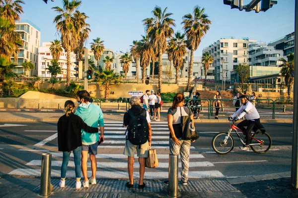 Tel Aviv Israel Enero 2021 Vista Personas Israelíes Identificadas Caminando — Foto de Stock