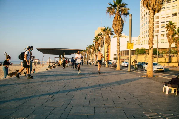 Tel Aviv Israel January 2021 View Unidentified Israeli People Walking — Stock Photo, Image