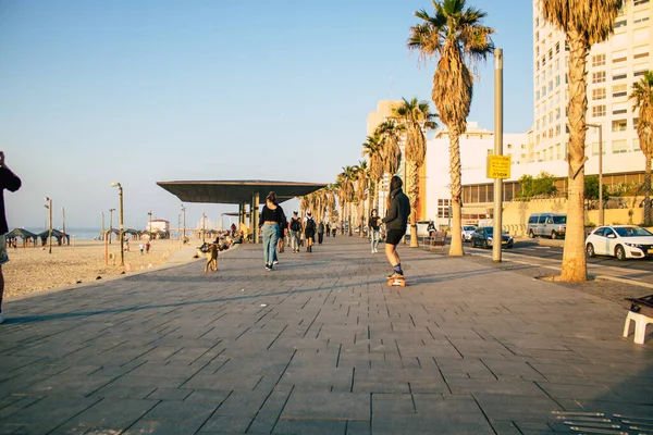 Tel Aviv Israel January 2021 View Unidentified Israeli People Walking — Stock Photo, Image