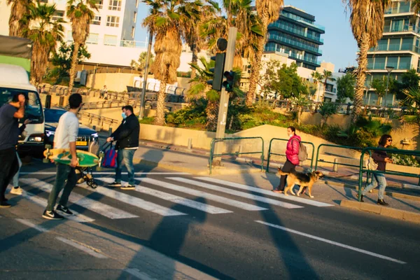 Tel Aviv Israel Enero 2021 Vista Personas Israelíes Identificadas Caminando — Foto de Stock