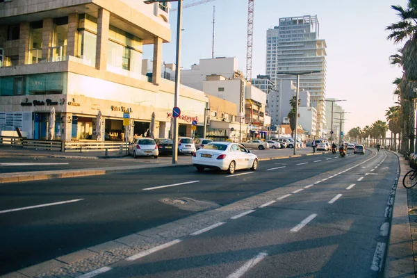 Tel Aviv Israel Janeiro 2021 Vista Táxi Tradicional Israelense Dirigindo — Fotografia de Stock