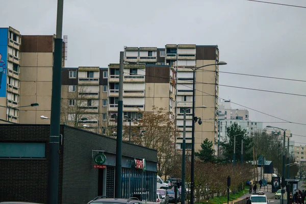 Reims Francia Enero 2021 Vista Fachada Edificio Moderno Bajo Cielo — Foto de Stock