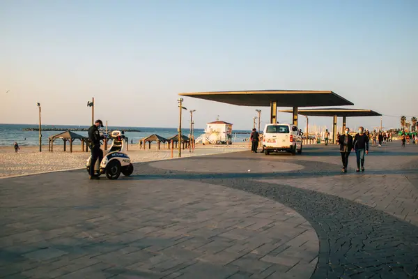 Tel Aviv Israel Januar 2021 Blick Auf Einen Israelischen Polizisten — Stockfoto