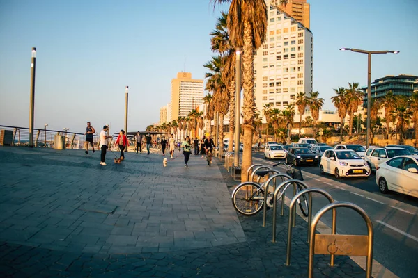 Тель Авив Израиль Января 2021 Года Вид Неопознанных Израильтян Идущих — стоковое фото