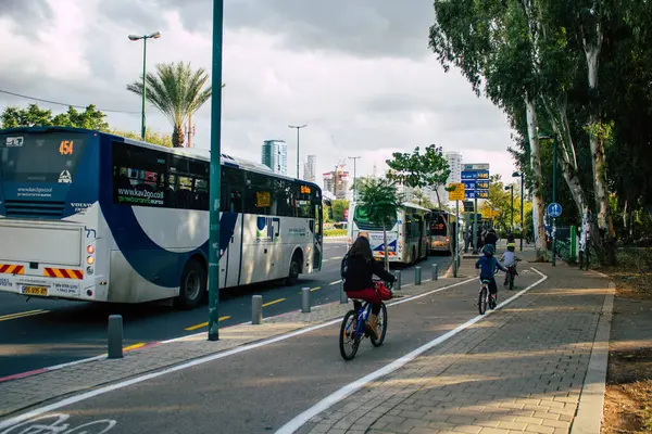 Tel Aviv Israel Janeiro 2021 Vista Pessoas Não Identificadas Rolando — Fotografia de Stock