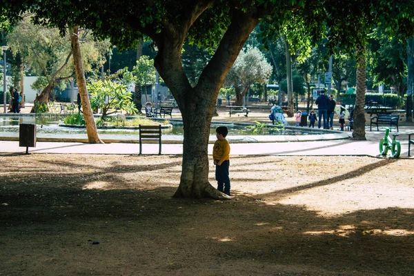 Tel Aviv Israel Enero 2021 Vista Personas Identificadas Jardín Público — Foto de Stock