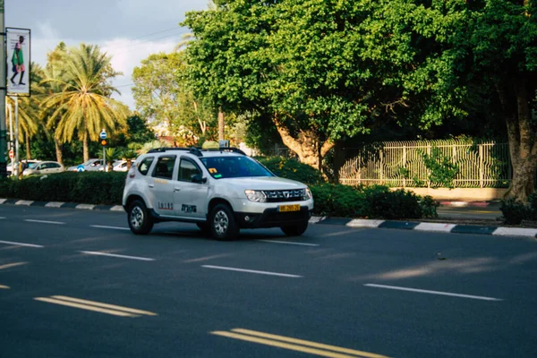 Tel Aviv Israel Januari 2021 View Traditional Israeli Taxi Driving — Stockfoto