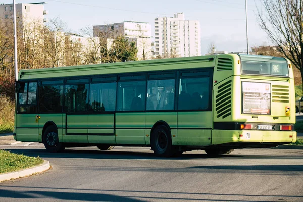 Reims França Janeiro 2021 Vista Ônibus Urbano Tradicional Para Passageiros — Fotografia de Stock