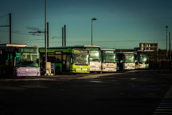 Reims Francia Enero 2021 Vista Autobús Urbano Tradicional Para Pasajeros — Foto de Stock