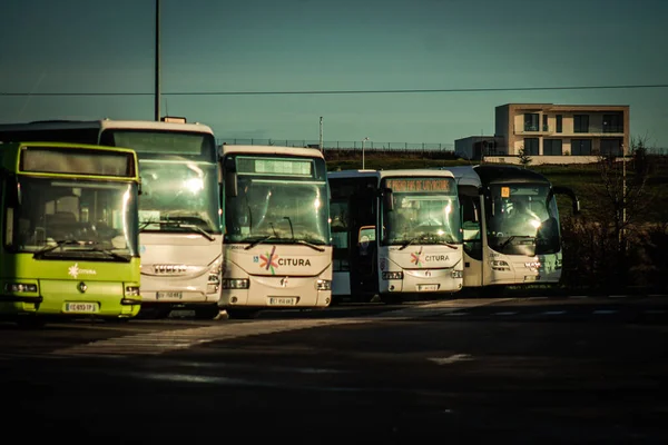 Reims Francia Enero 2021 Vista Autobús Urbano Tradicional Para Pasajeros — Foto de Stock