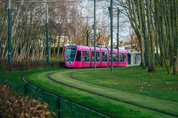 Reims Frankreich Januar 2021 Blick Auf Eine Moderne Elektrische Straßenbahn — Stockfoto