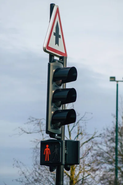 Реймс Франція Січня 2021 Вид Вуличний Знак Або Дорожній Знак — стокове фото