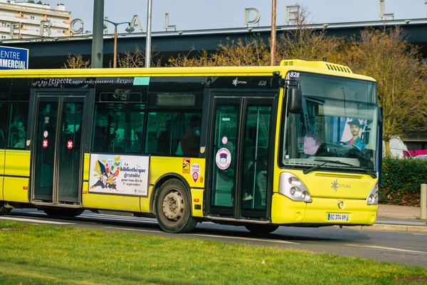 Reims France Enero 2021 Vista Autobús Urbano Para Pasajeros Que — Foto de Stock