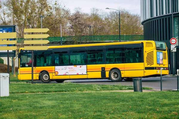 Reims France Січня 2021 Вид Міського Автобуса Пасажирів Їдуть Вулицями — стокове фото