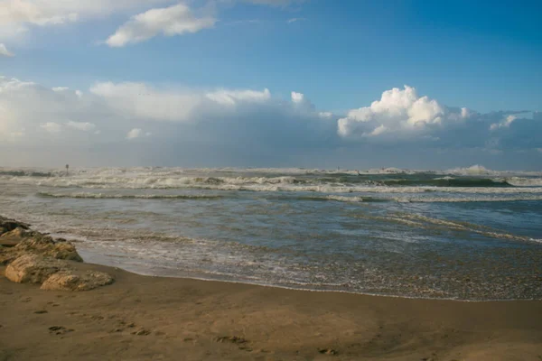 Tel Aviv Israel Ledna 2021 Pohled Prázdnou Pláž Tel Avivu — Stock fotografie