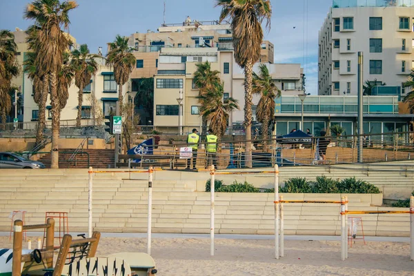 Tel Aviv Israel January 2021 Israeli Policemen Checking Cars Street — Stock Photo, Image