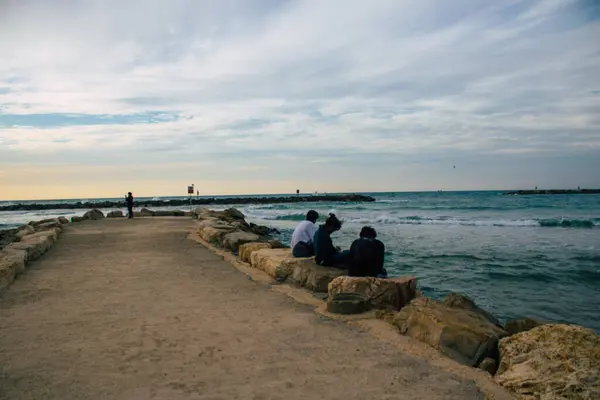 Tel Aviv Izrael Január 2021 Kilátás Strandra Tel Aviv Télen — Stock Fotó