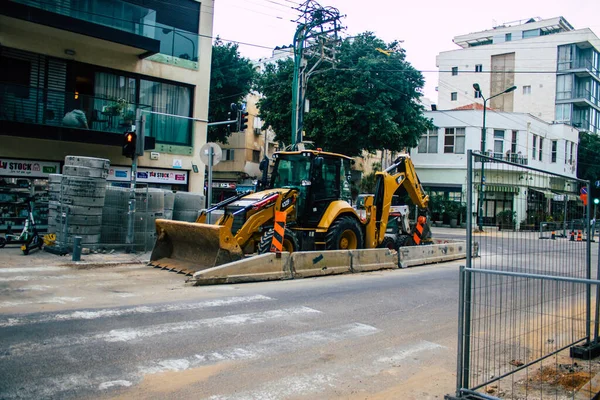 Tel Aviv Israel Enero 2021 Vista Sitio Construcción Las Calles — Foto de Stock