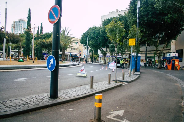 Tel Aviv Israel Enero 2021 Policías Israelíes Revisando Automóviles Calle — Foto de Stock