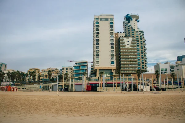 Tel Aviv Israel Enero 2021 Vista Playa Tel Aviv Invierno —  Fotos de Stock