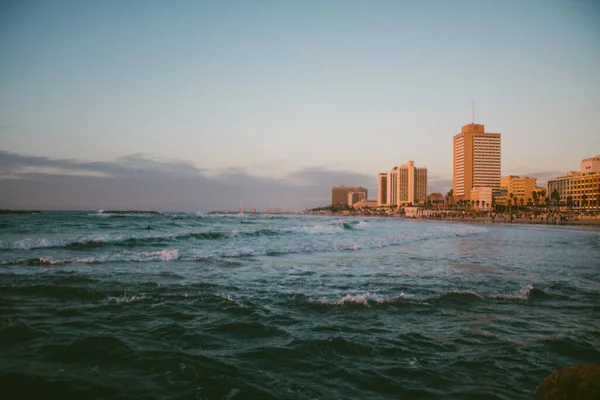 Tel Aviv Israël Januari 2021 Zicht Het Strand Van Tel — Stockfoto