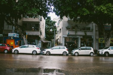 Tel Aviv İsrail 30 Ocak 2021 Coronavirus salgını sırasında Tel Aviv 'in boş sokaklarının görüntüsü ve İsrail nüfusunun sınırlandırılması