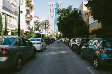 Tel Aviv İsrail 30 Ocak 2021 Coronavirus salgını sırasında Tel Aviv 'in boş sokaklarının görüntüsü ve İsrail nüfusunun sınırlandırılması