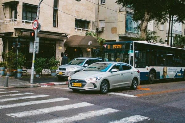 Tel Aviv Israel Enero 2021 Autobús Público Israelí Conduciendo Por — Foto de Stock