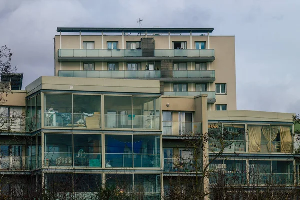 Reims Francia Febrero 2021 Fachada Edificio Moderno Situado Reims Una —  Fotos de Stock