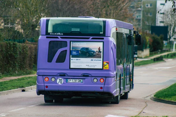 Reims France Février 2021 Bus Urbain Pour Les Passagers Circulant — Photo