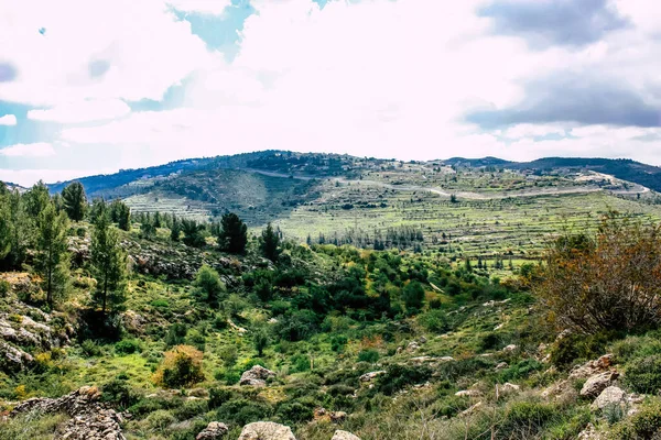 Panorama Uitzicht Heuvels Van Jeruzalem Witte Vallei Witte Bergrug Die — Stockfoto