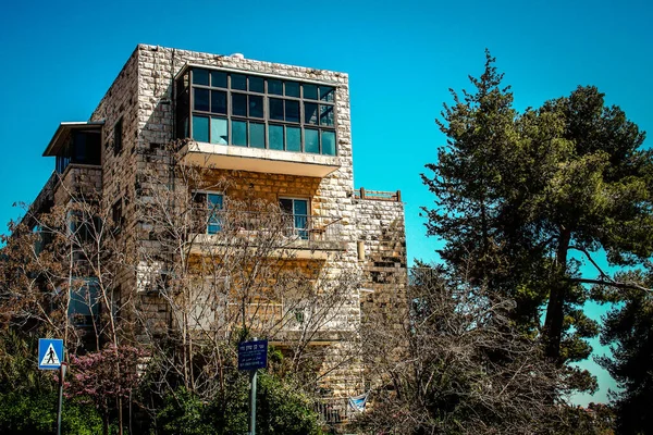 Jerusalén Israel Diciembre 2019 Vista Fachada Edificio Moderno Las Calles — Foto de Stock