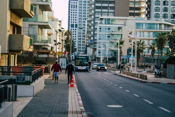 Tel Aviv Israel Febrero 2021 Autobús Público Israelí Conduciendo Por — Foto de Stock