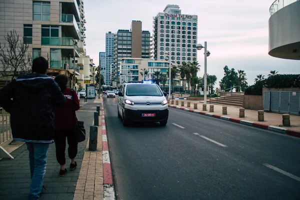 Tel Aviv Israel Febrero 2021 Policía Israelí Recorre Las Calles — Foto de Stock