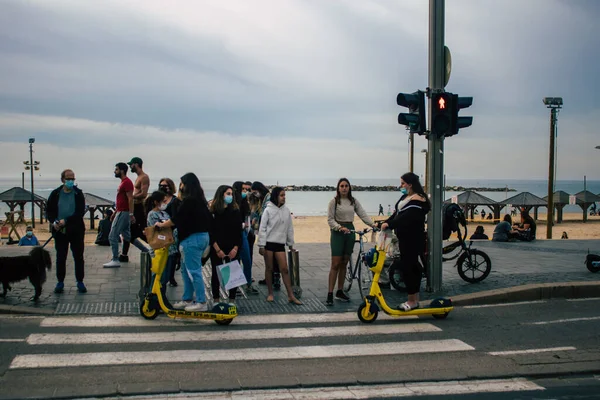 Tel Aviv Israel Fevereiro 2021 Vista Pessoas Israelenses Não Identificadas — Fotografia de Stock