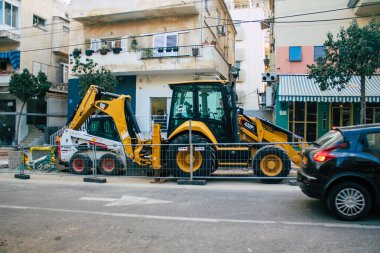 Tel Aviv İsrail 2 Mart 2021 Coronavirus salgını sırasında İsrail 'i vuran Tel Aviv sokaklarında inşaat sahası